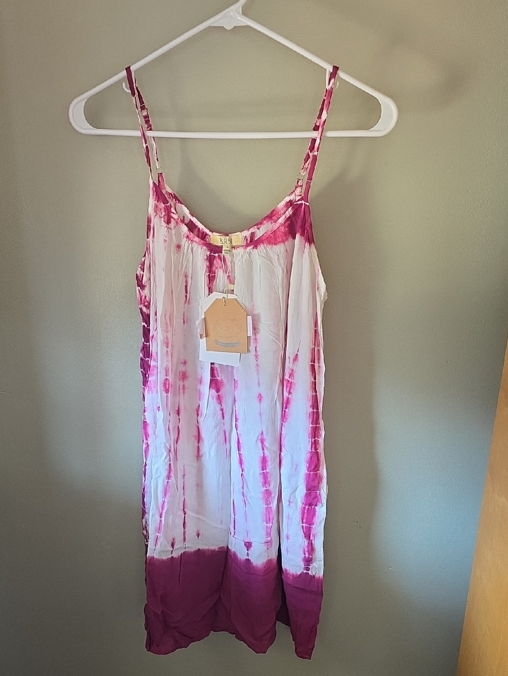 Kori Pink and White Tie-Dye Spaghetti Strap Dress